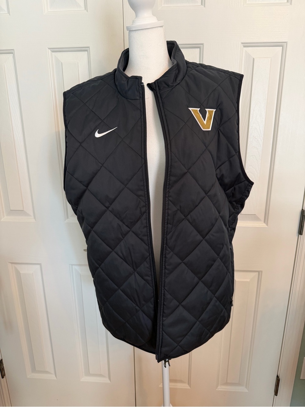 Nike Black Quilted Vest with Gold Vanderbilt emblem